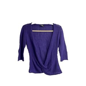 Wooden Ships‎ Womens Mohair Wool Wrap Front Cardigan Sweater Purple Size S/M